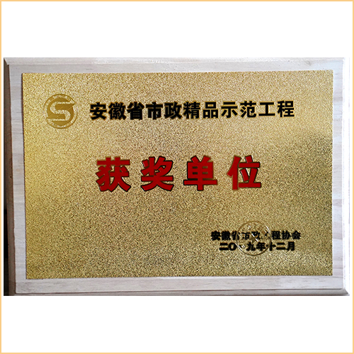 2019安徽省市政精品示范工程獲獎(jiǎng)單位 